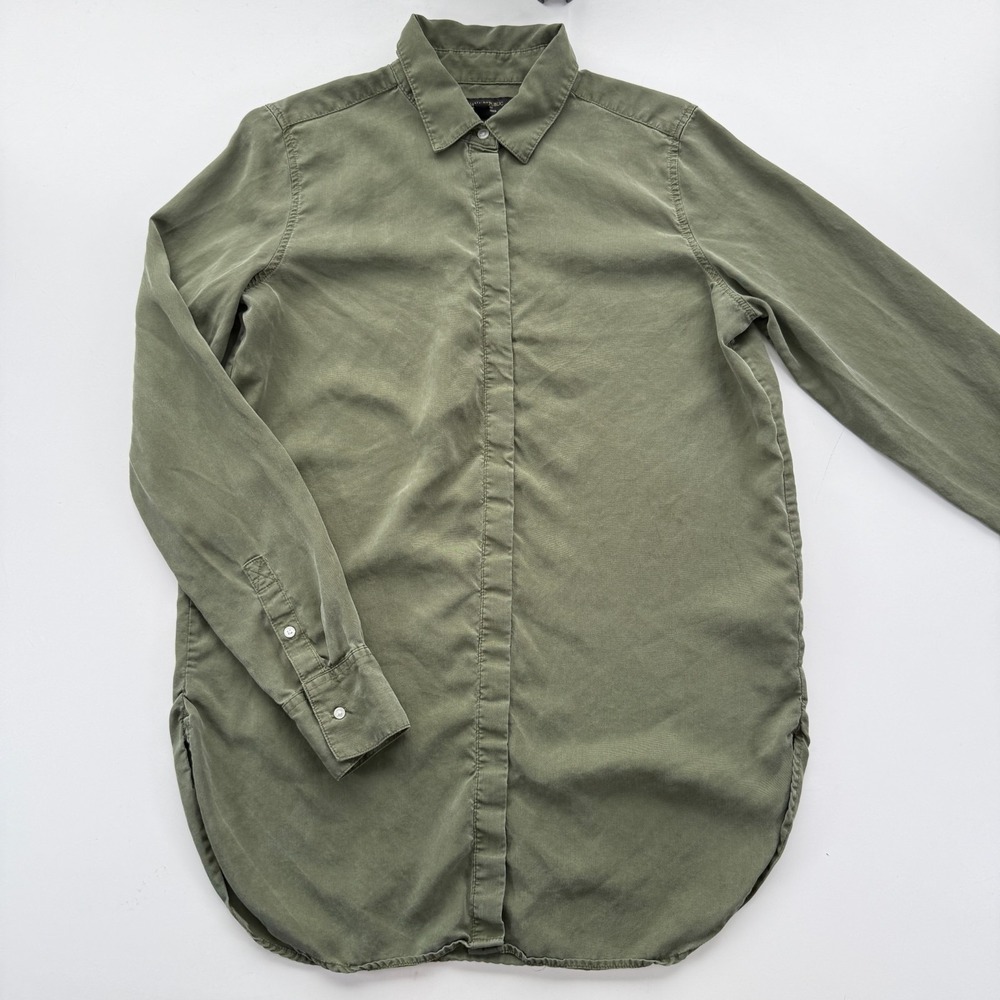 BANANA REPUBLIC Parker Tunic Fit Tencel Top Womens Small Tall Long Green